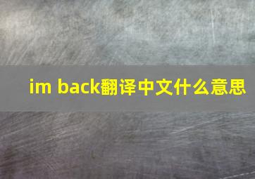 im back翻译中文什么意思